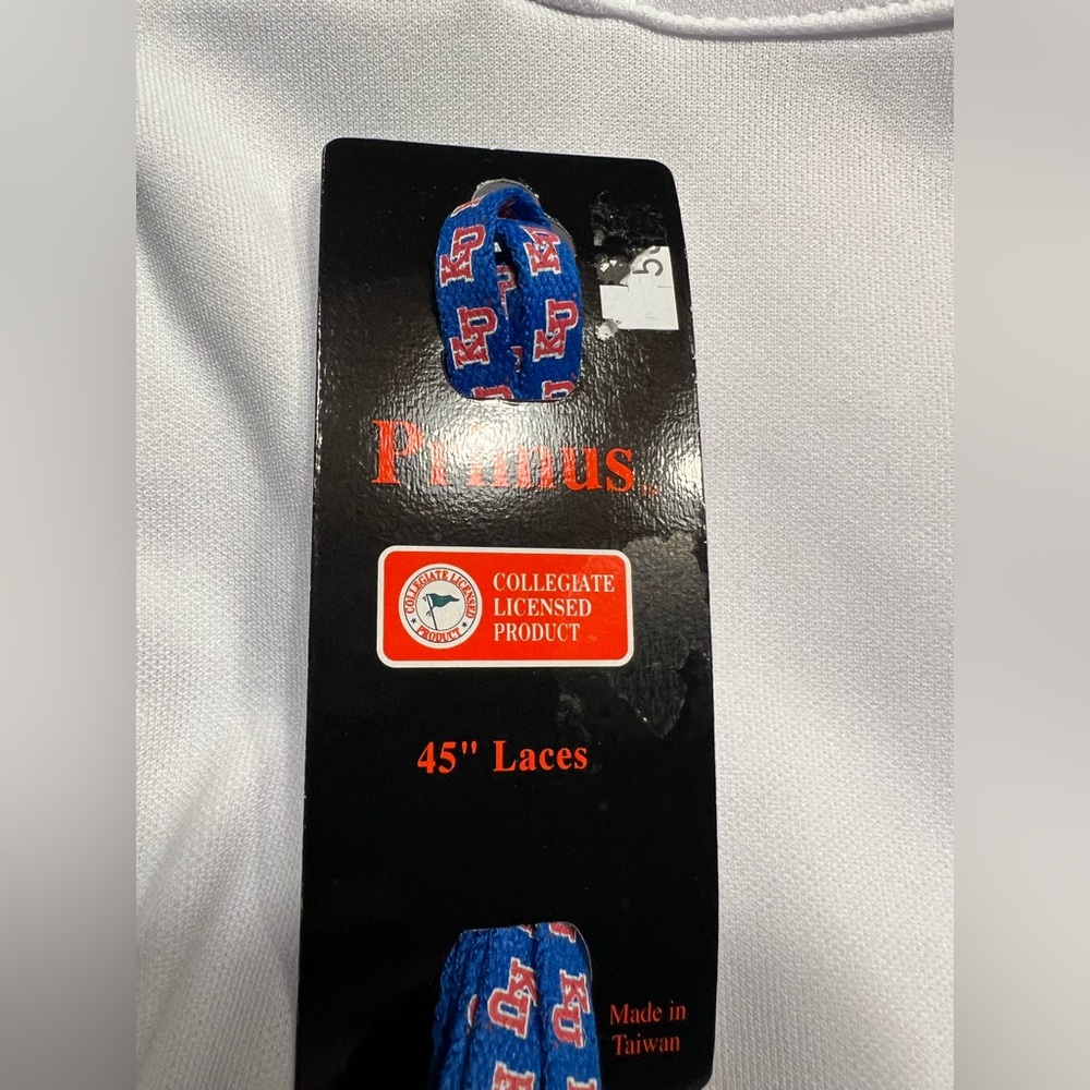 KU Kansas Jayhawks Men's Crew Socks - White and Multicolor and new shoe strings - Picture 8 of 8